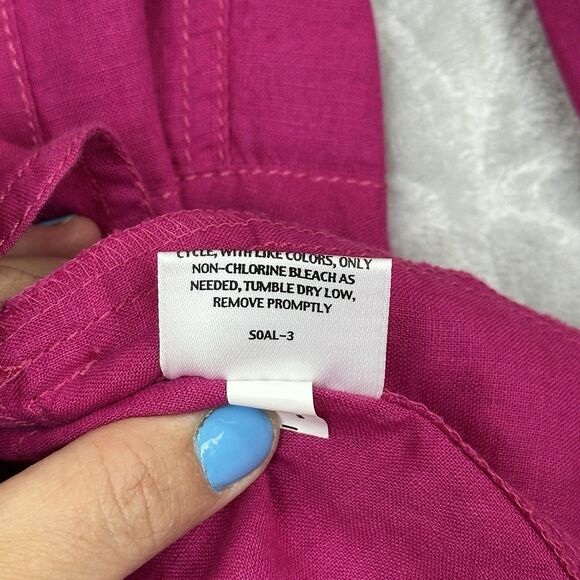 Eileen Fisher Irish Linen Jacket Small Pink Tie Back Mandarin Collar Lagenlook - Picture 12 of 12